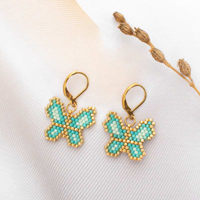 Aros Mariposa turquesa y menta BBA1