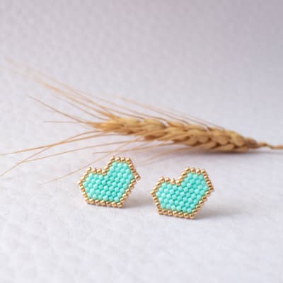 Aros Corazón turquesa1