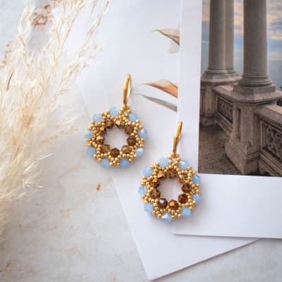 Aros Guirnalda celeste y café1