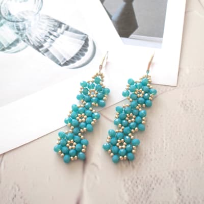 Aros Cascada turquesa y plateado1