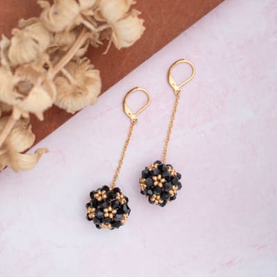 Aros Esfera negro y dorado1