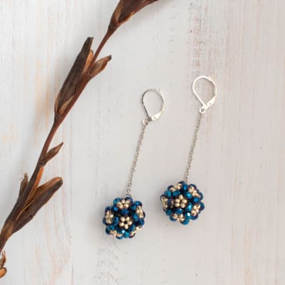 Aros Esfera azul metalizado y plateado1
