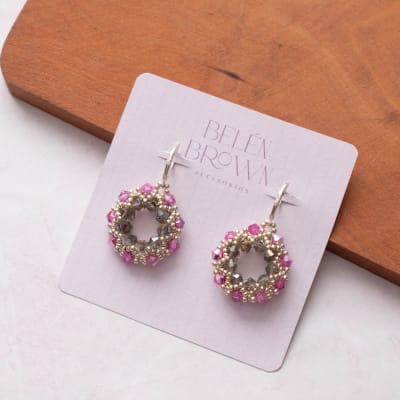 Aros Guirnalda rosado y gris1