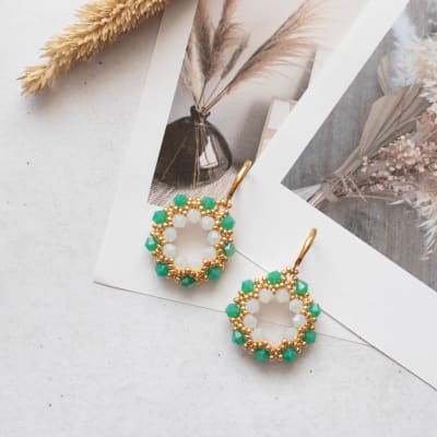 Aros Guirnalda turquesa y blanco1