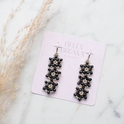 Aros Cascada negro y plateado1