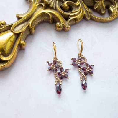 Aros Flor con gota burdeo1