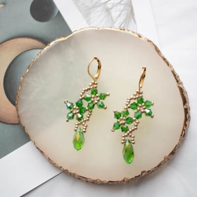 Aros Flor con gota verde1
