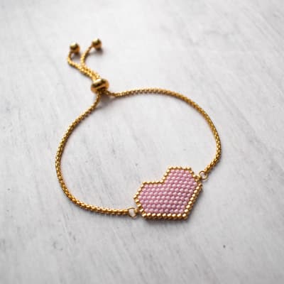 Pulsera ajustable Corazón malva1