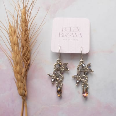 Aros Flor con gota gris1