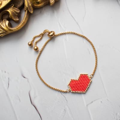 Pulsera ajustable Corazón rojo1