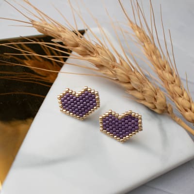 Aros Corazón morado1