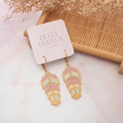 Aros Pluma rosado y menta1