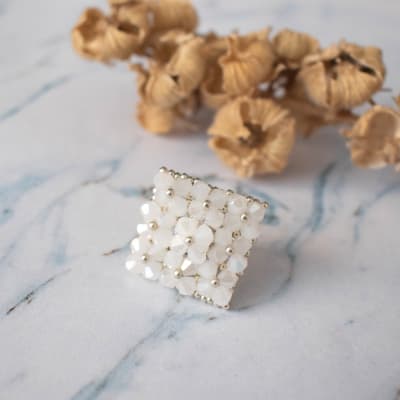 Anillo Cuadrado blanco1