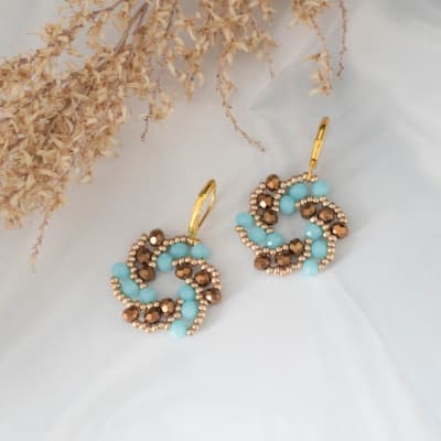 Aros Galaxia celeste y bronce1