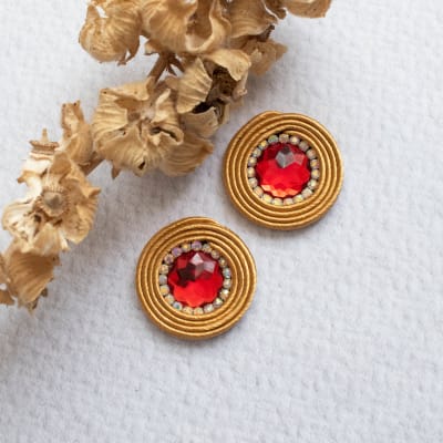 Aros Topito Sencillo dorado y rojo1