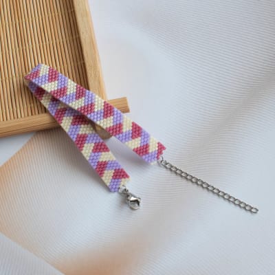 Pulsera Espiga lila y granate1