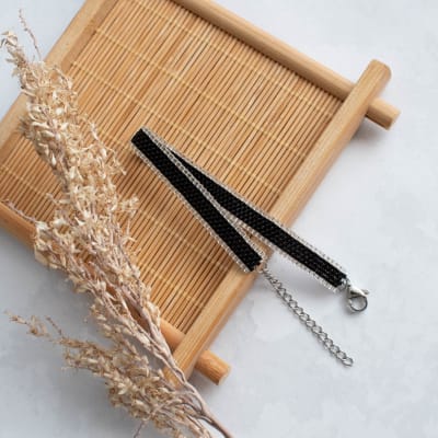 Pulsera Jane negro y plateado1