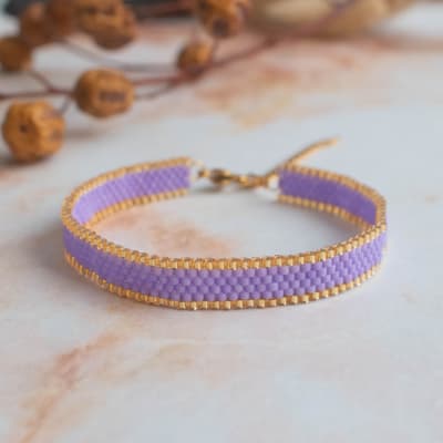 Pulsera Jane lila y dorado1