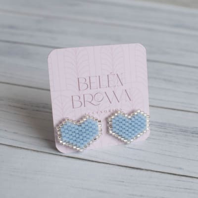 Aros Corazón azul pastel1