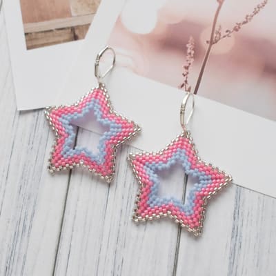 Aros Maxi Estrella celeste y rosado1