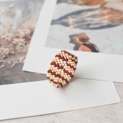 Anillo Roma café, durazno y dorado1