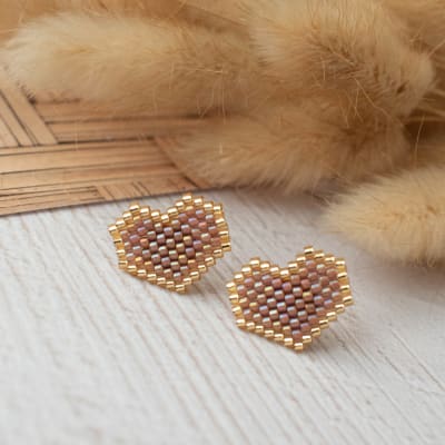 Aros Corazón café claro1