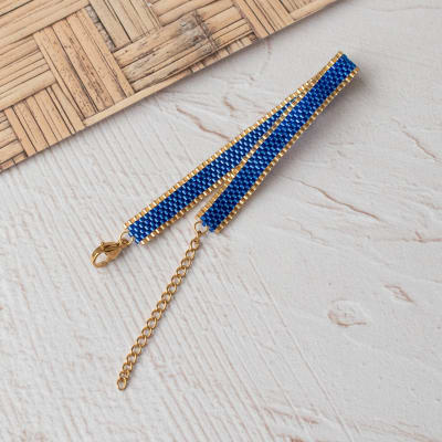 Pulsera Jane azul y dorado1
