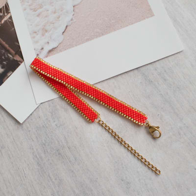 Pulsera Jane rojo y dorado1