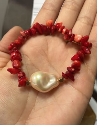 Pulsera piedra barroca beige1