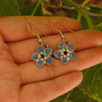 Aros Flor no me olvides esmaltados1