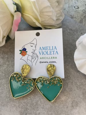 Aros Corazón con escarcha turquesa1