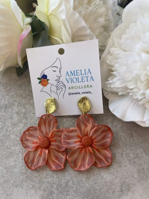 Aros Flor naranja traslúcida colgante1