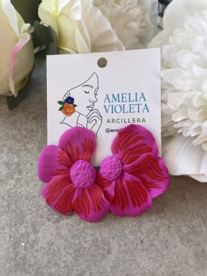 Aros Media Flor fucsia roja mediana1