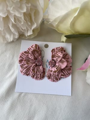 Aros Media Flor doble mediana rosa animal prints1