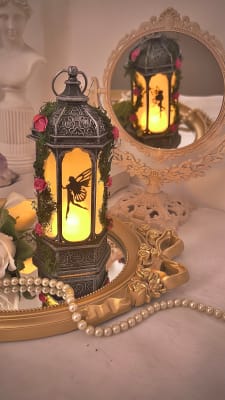 Farol Vintage de hada negro y plata1