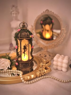 Farol Vintage de hada negro y dorado1