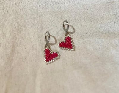 Aros Corazón mini fucsia1