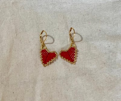 Aros Corazón mini rojo dorado1