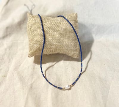 Choker azul perla de río1