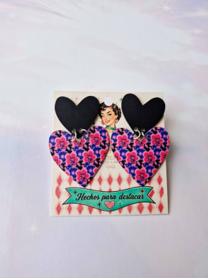 Aros Corazón Doble Flores 11