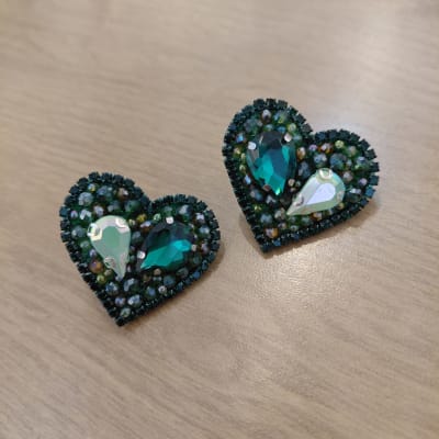 Aros Corazón Topitos verde1