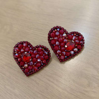Aros Corazón Topitos rojo oscuro1
