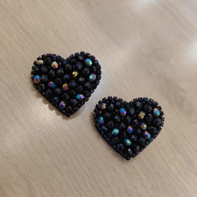 Aros Corazón Topitos negro1