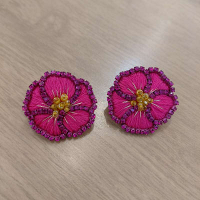Aros Topito Flor fucsia1