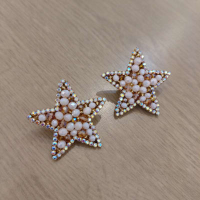 Aros Estrellitas Topitos beige1