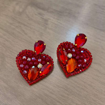 Aros Topito Corazón Gema rojo1