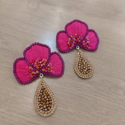 Aros Flor Orquídea Grande fucsia1