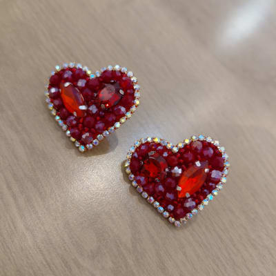 Aros Corazón Topitos rojo1