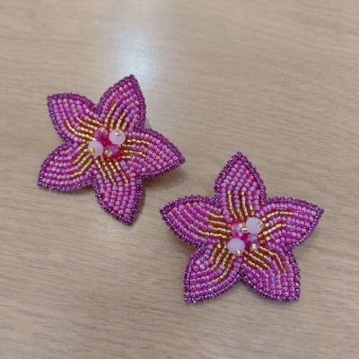 Aros Flor Grande Lily rosado1