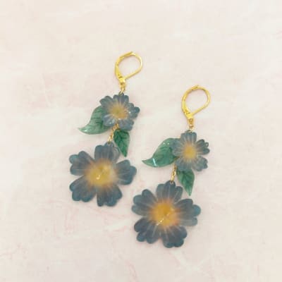 Aros Flores Pintadas azul y amarillo1